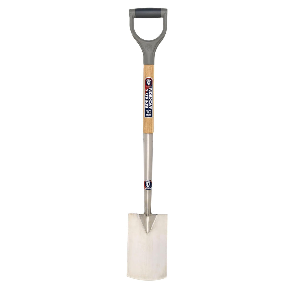 Spear & Jackson Neverbend Stainless Steel Border Spade – Blue Handle