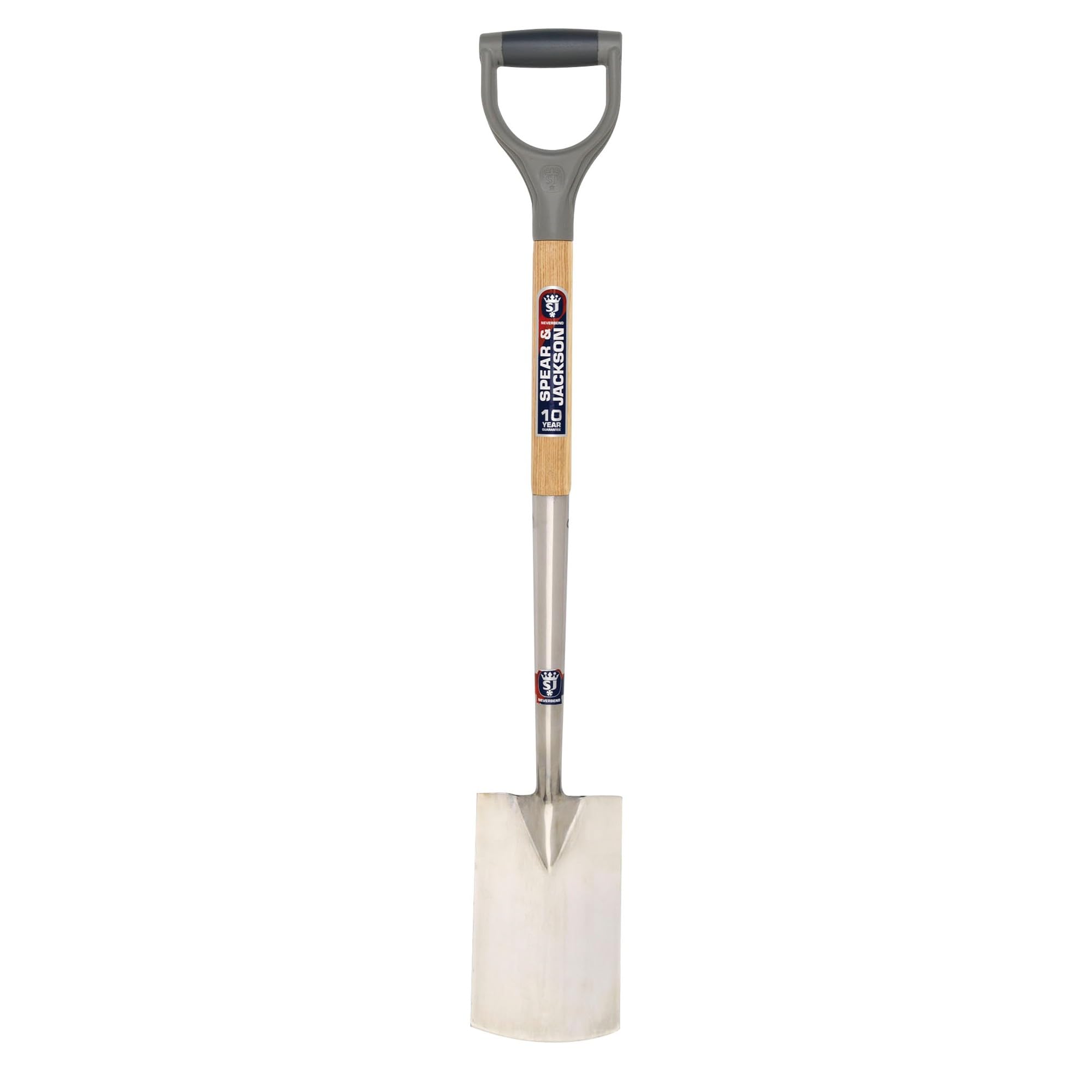 Spear & Jackson Neverbend Stainless Steel Border Spade – Blue Handle
