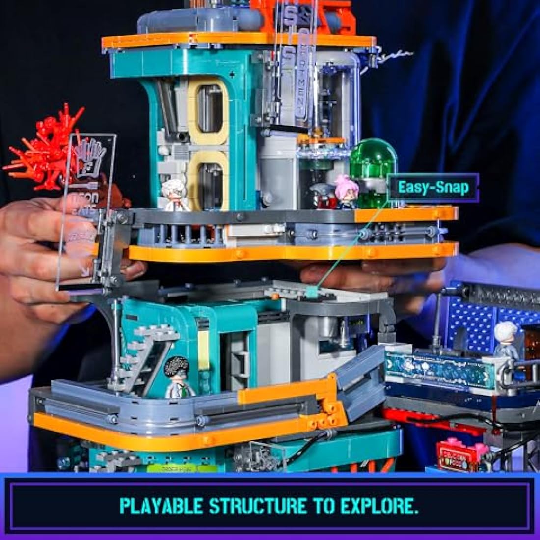 FUNWHOLE Cyberpunk Mansion LED Building Set – 2524 Pcs Modular City