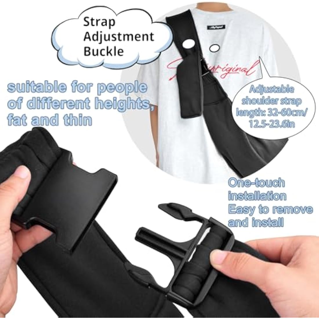Cuby Small Dog and Cat Sling Carrier | Adjustable Hands-Free Travel Bag - Black