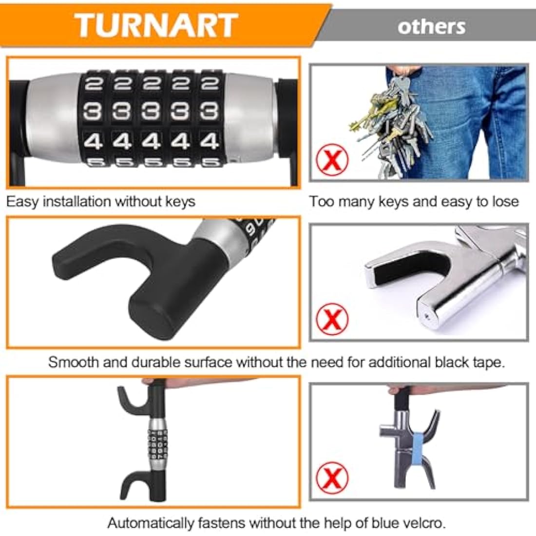 Turnart Steering Wheel Lock – 5-Digit Combination Heavy Duty Anti-Theft