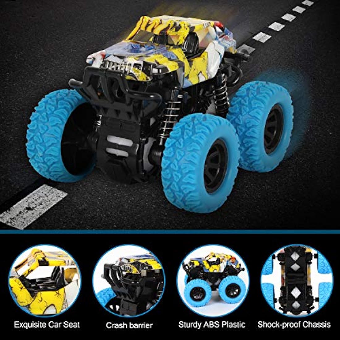 Shayson 2-Pack Monster Truck Toys – Friction Powered Stunt Cars for Kids
