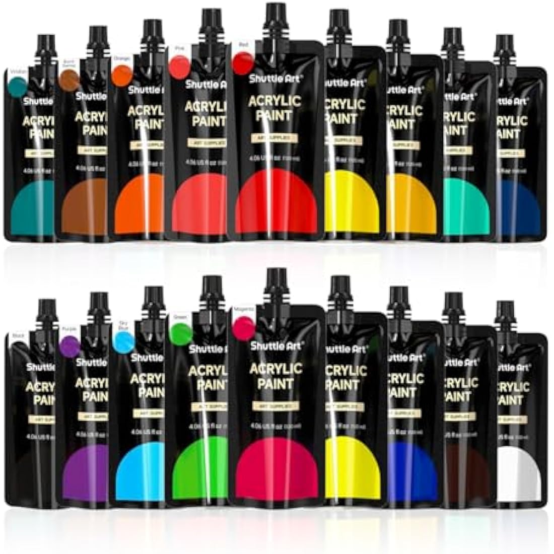 Shuttle Art Acrylic Paint Set – 18 Colors, 120ml Pouches for Canvas