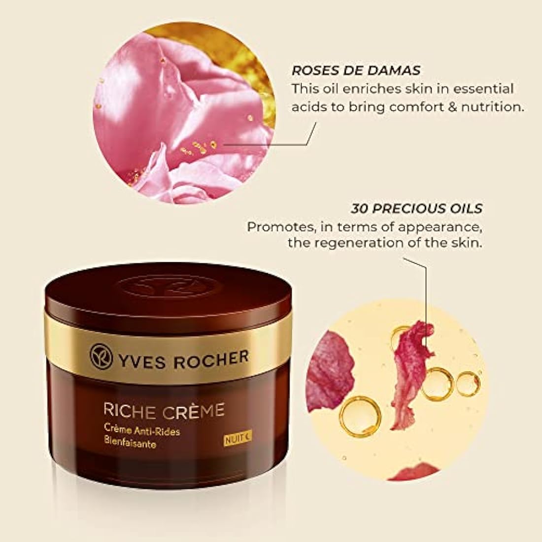 Yves Rocher Riche Crème Anti-Wrinkle Night Cream for Mature Skin - 50ml