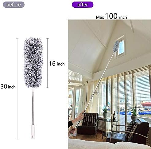 Lomida Microfiber Duster with 100-inch Extendable Pole and Bendable Head