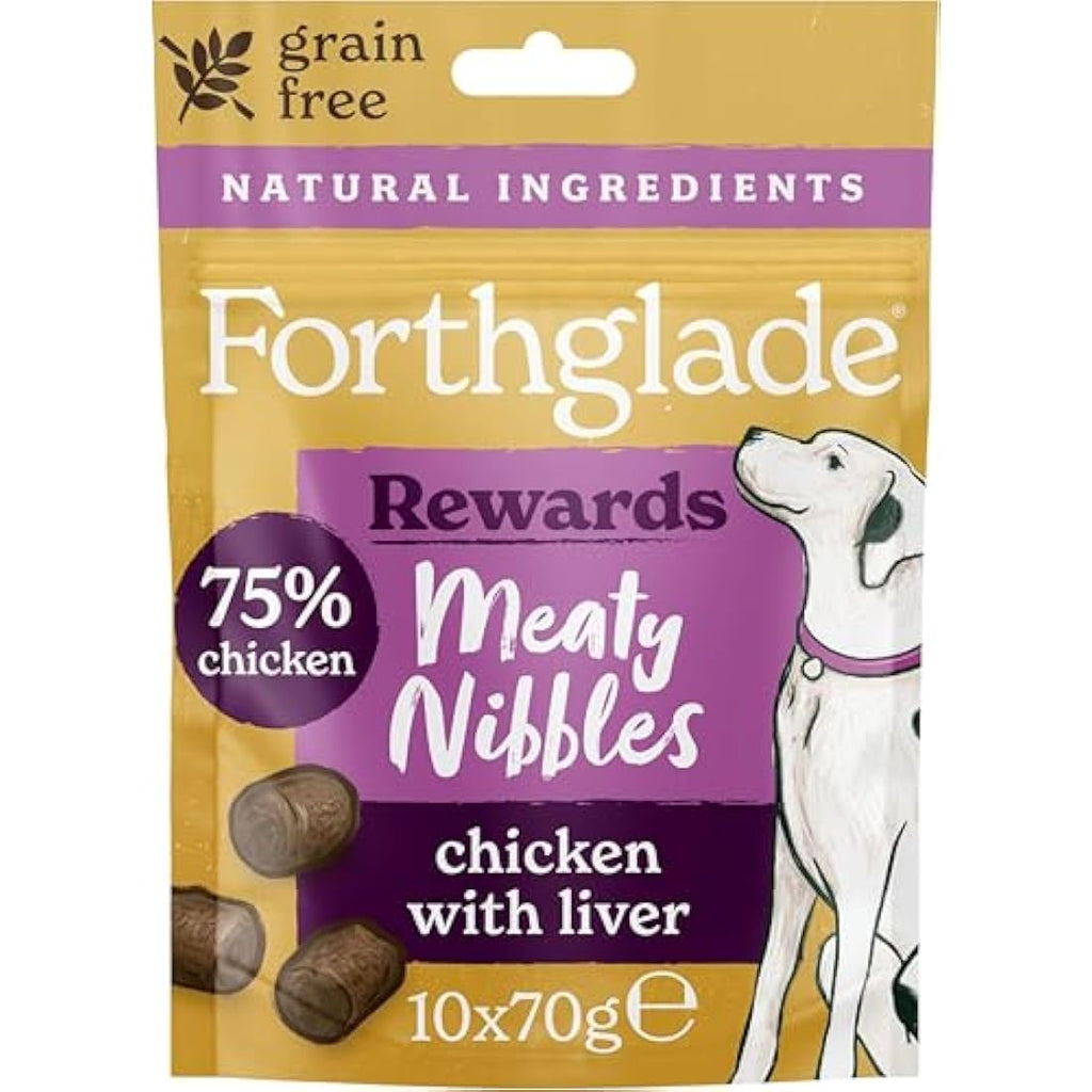 Forthglade Meaty Nibbles – Grain Free Chicken & Liver Dog Treats (10x70g)