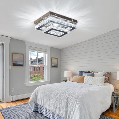 Jolof Store Modern Crystal LED Flush Mount Ceiling Light – Cool White K9