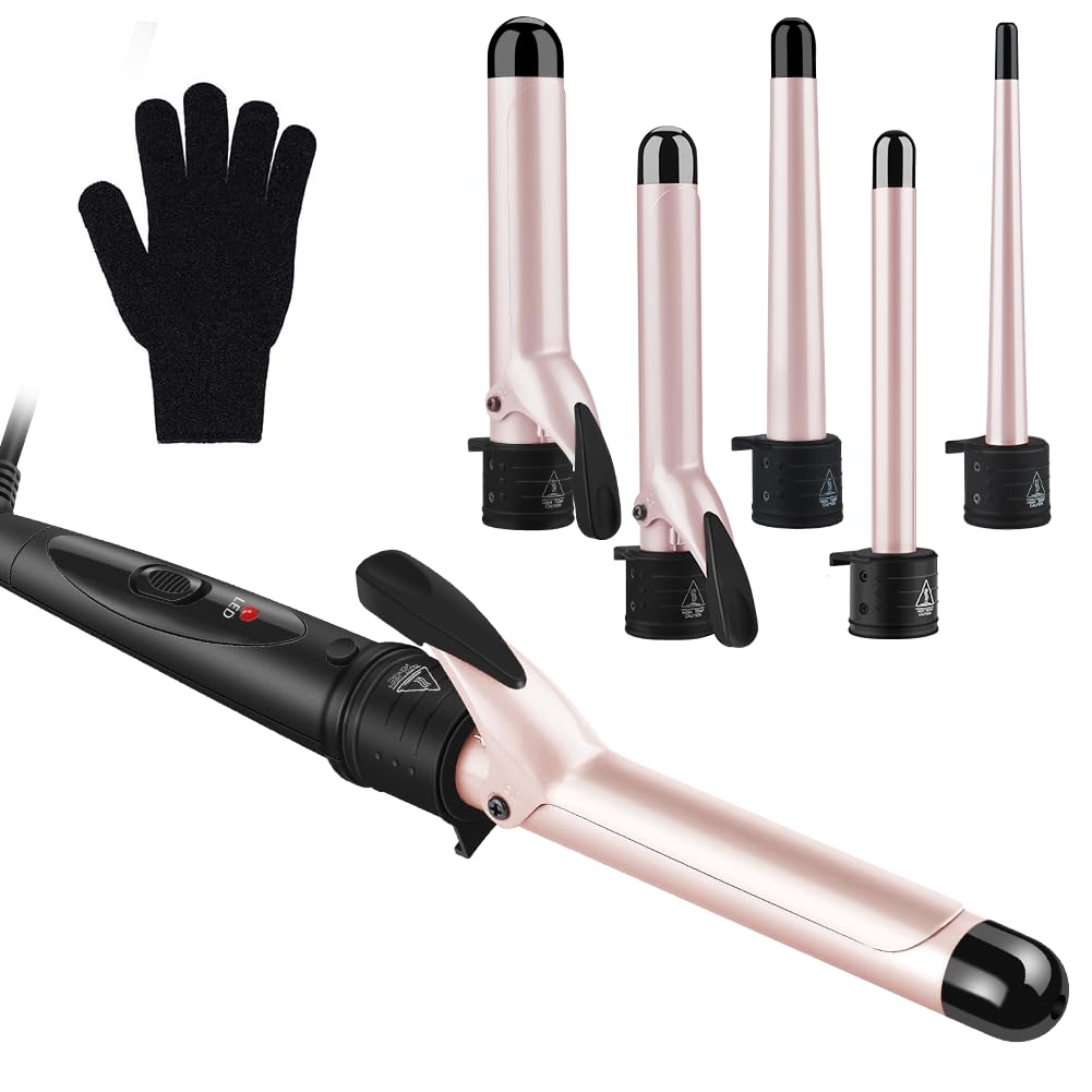 Jolof Store 5-in-1 Curling Wand Set | Ceramic Interchangeable Barrels