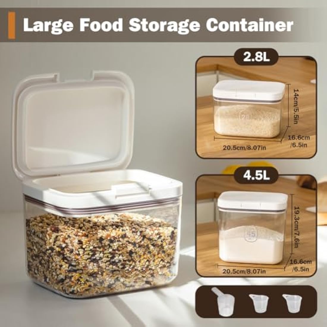 ZgoEC Airtight Rice and Flour Storage Container Set - 2.8L & 4.5L BPA-Free