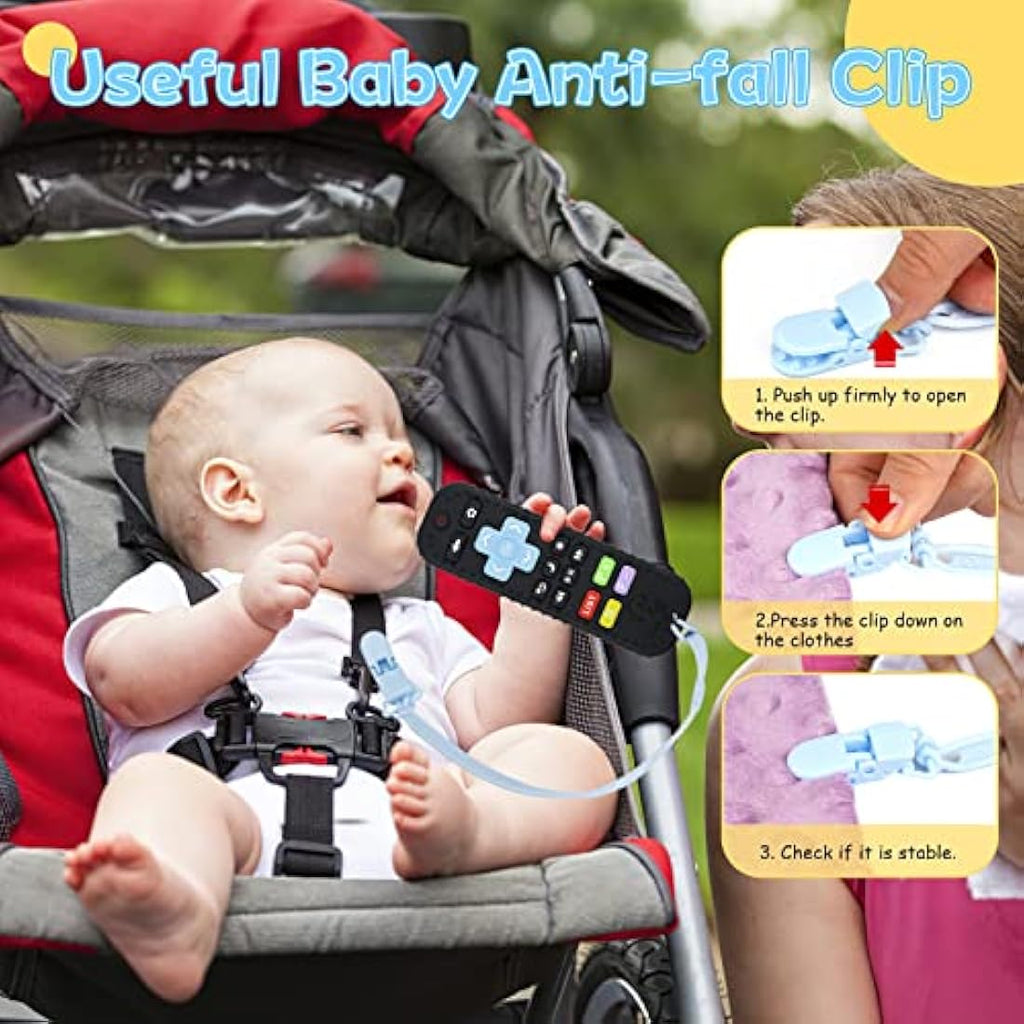 Tikplus Silicone Remote Control Teether Toy with Pacifier Clip | 2 Pack