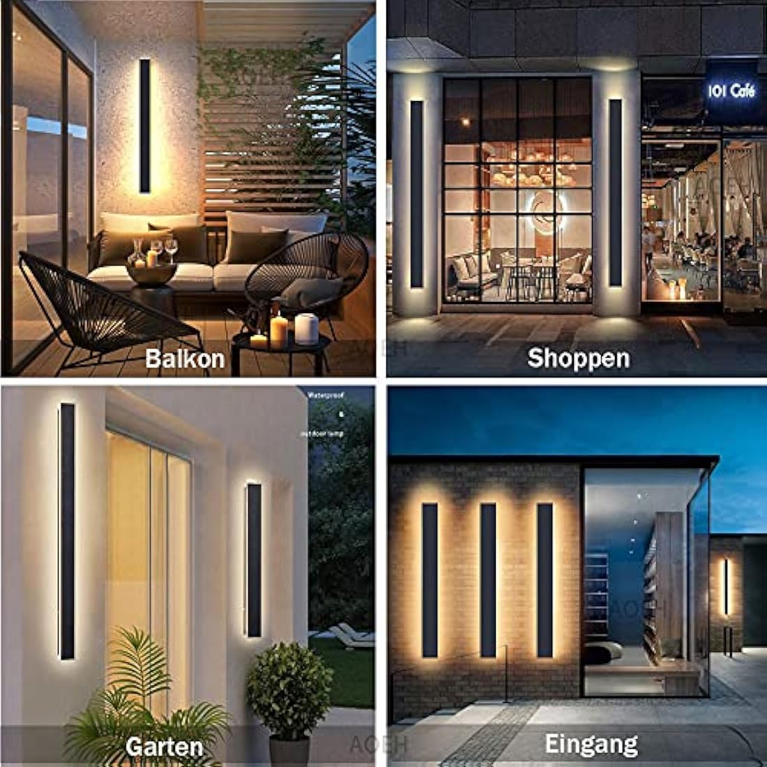 Modern LED Outdoor Wall Light | 100cm Black IP65 Waterproof