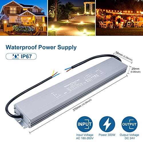 VARICART 24V 300W Waterproof LED Driver – Ultra Slim IP67 Power Supply