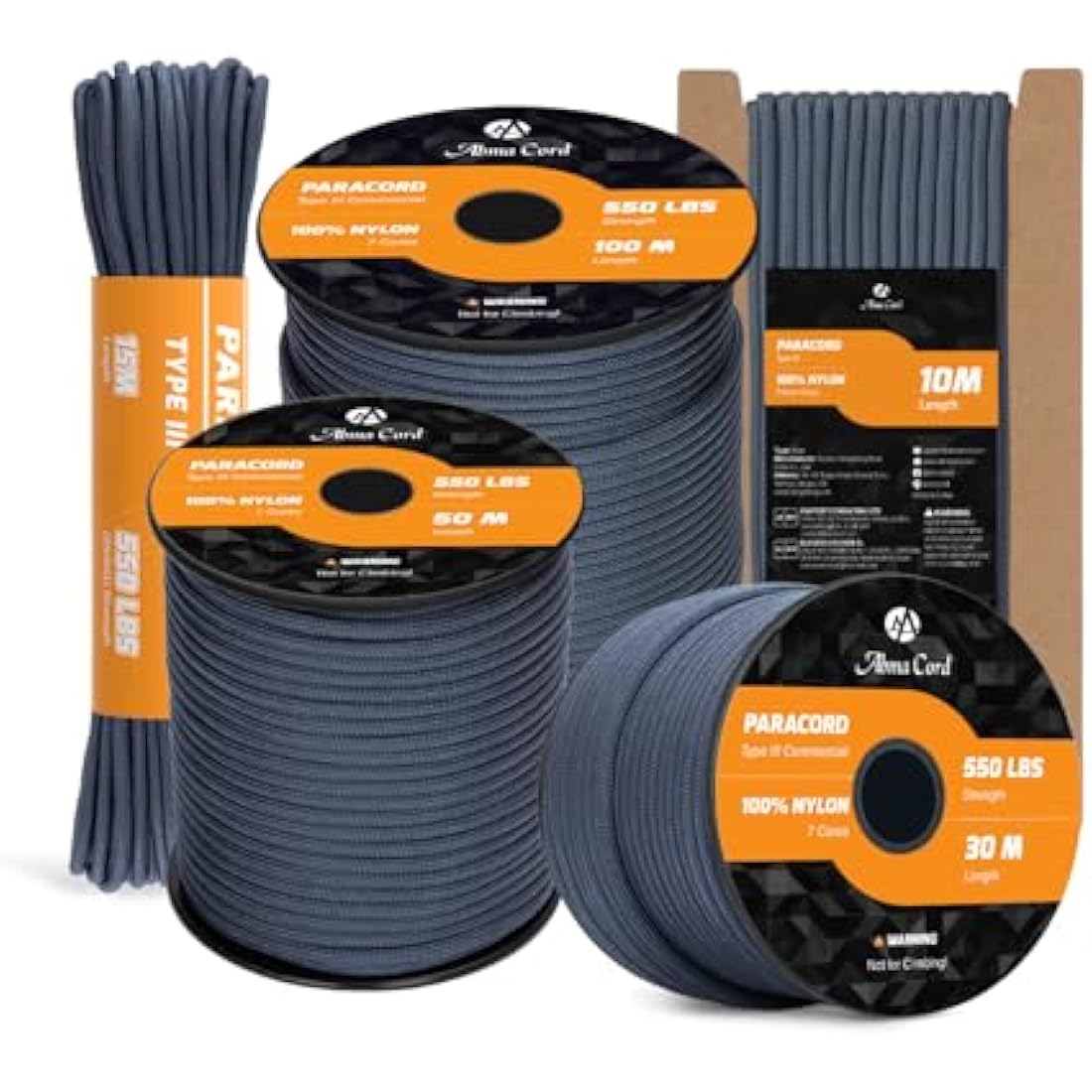 Abma Cord 550 Paracord | 100m Nylon Type III 7-Strand Rope - Navy Blue