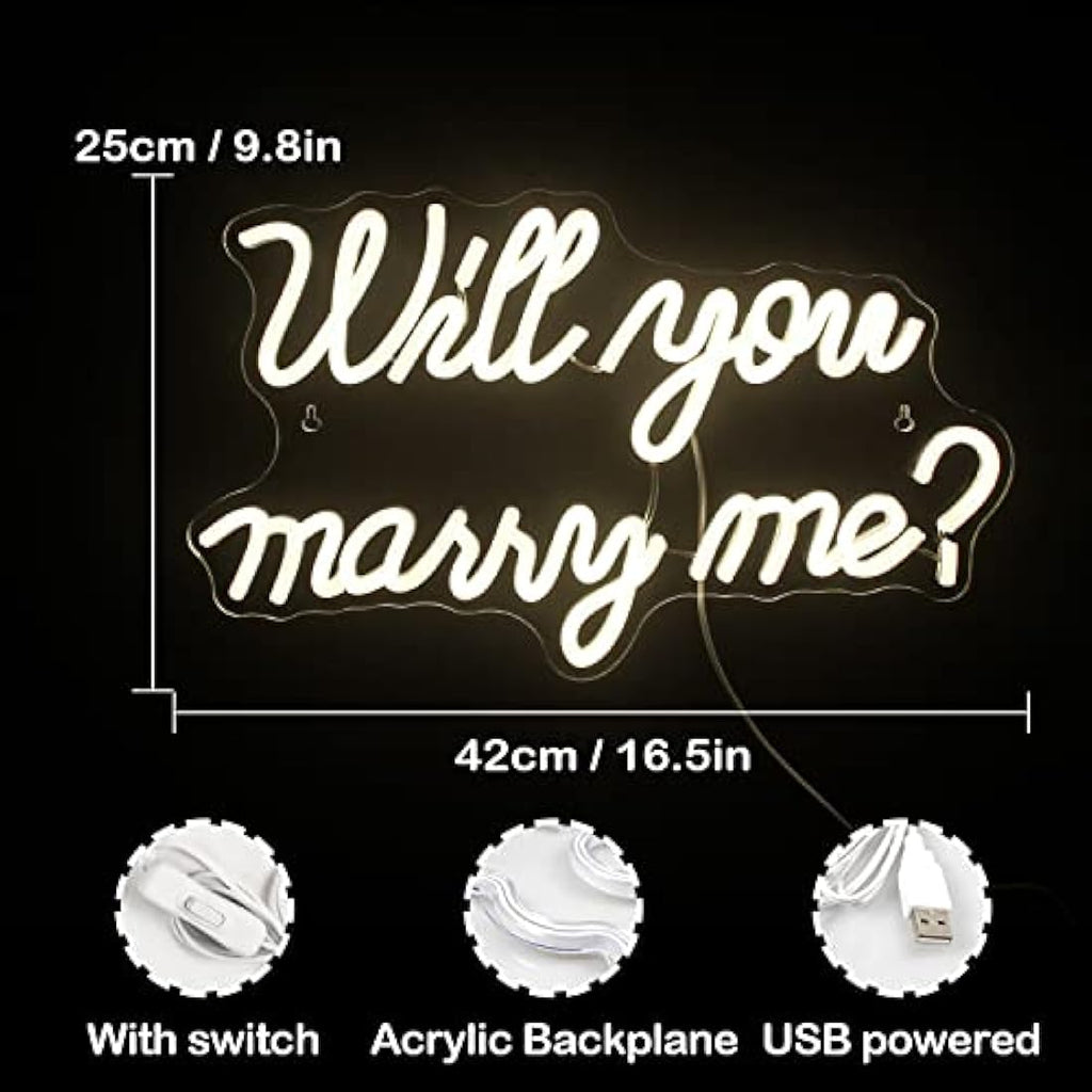 Wanxing Will You Marry Me Neon Sign – Warm White LED Proposal Decor