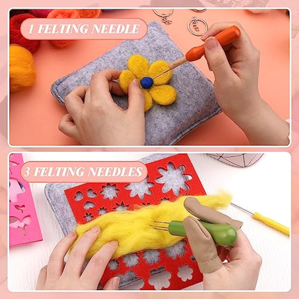Axmru 60 Colors Needle Felting Kit – 215 Pcs Wool Roving Starter Set