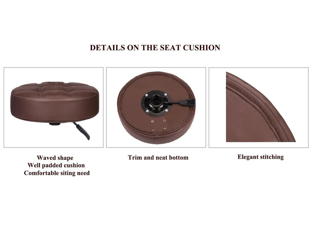 Kaleurrier Rolling Stool Chair with Smooth-rolling Dual-wheel casters,Comfortable Cushioned Backrest, Swivel Seat - image 4