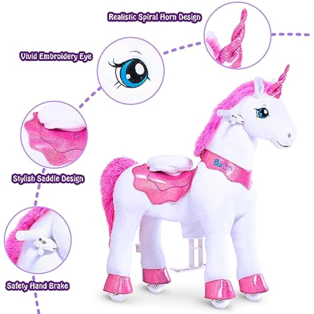 PonyCycle Essential Riding Unicorn Toy with Brake - Pink Size 3