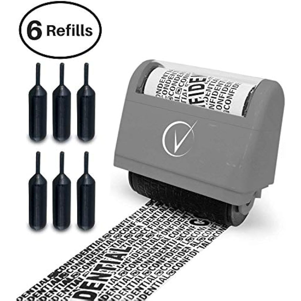 Vantamo Identity Theft Protection Roller Stamp with 6 Refills – Gray