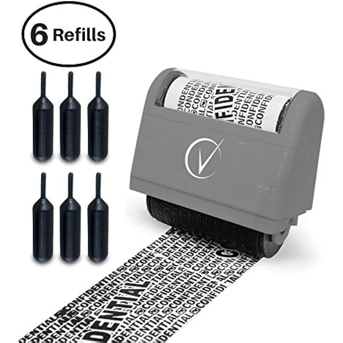 Vantamo Identity Theft Protection Roller Stamp with 6 Refills – Gray