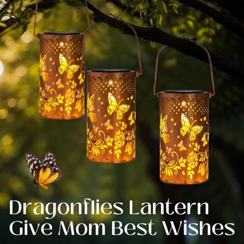 Jolof Store Solar Dragonfly Lanterns – 2 Pack Waterproof Metal Garden Decor
