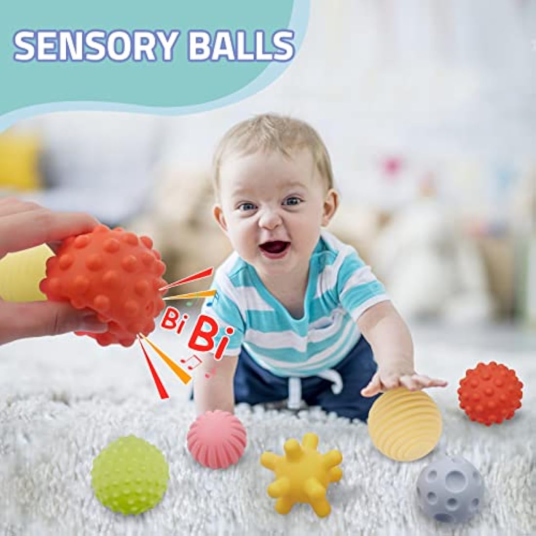 Jolof Store Montessori Baby Toys – 24pc Soft Sensory Blocks & Teethers