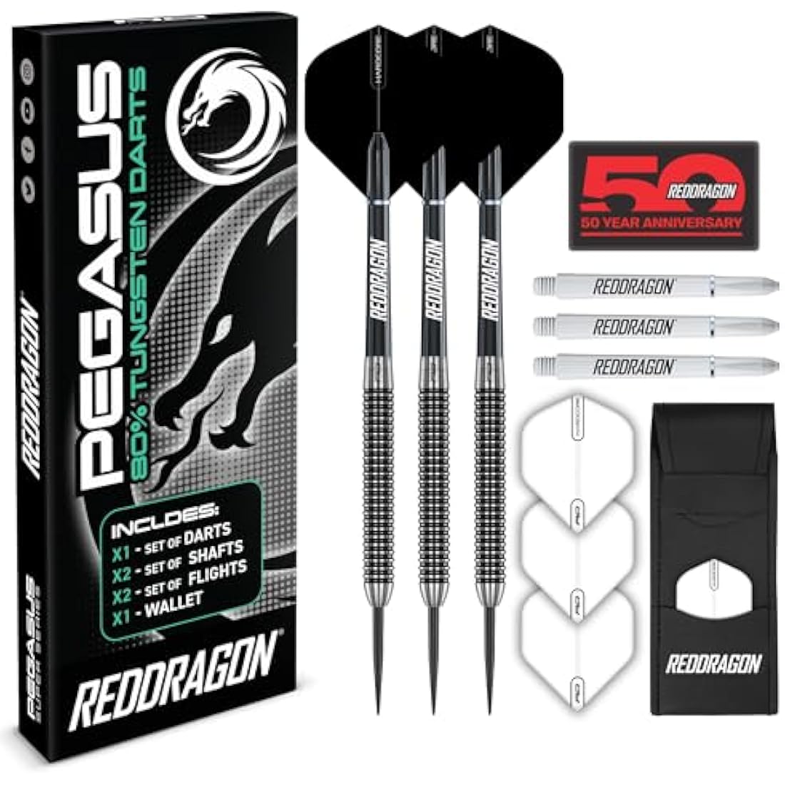 Red Dragon Pegasus Tungsten Steeltip Darts Set – Professional Weights
