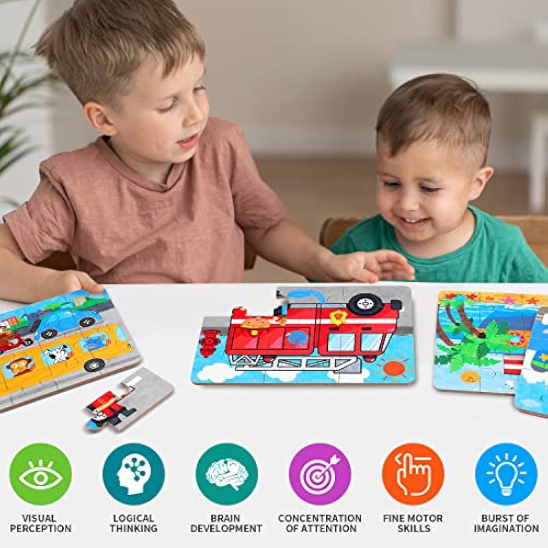 BBLIKE Transportation Jigsaw Puzzles - 4 Pack Educational Travel Toy