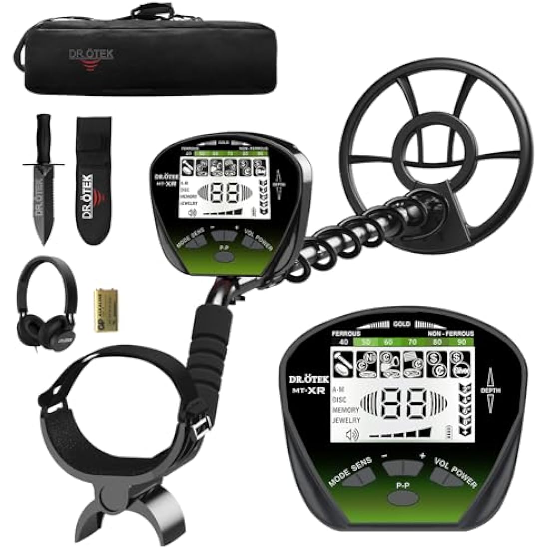 DR.ÖTEK Metal Detector for Adults – IP68 Waterproof with LCD Display