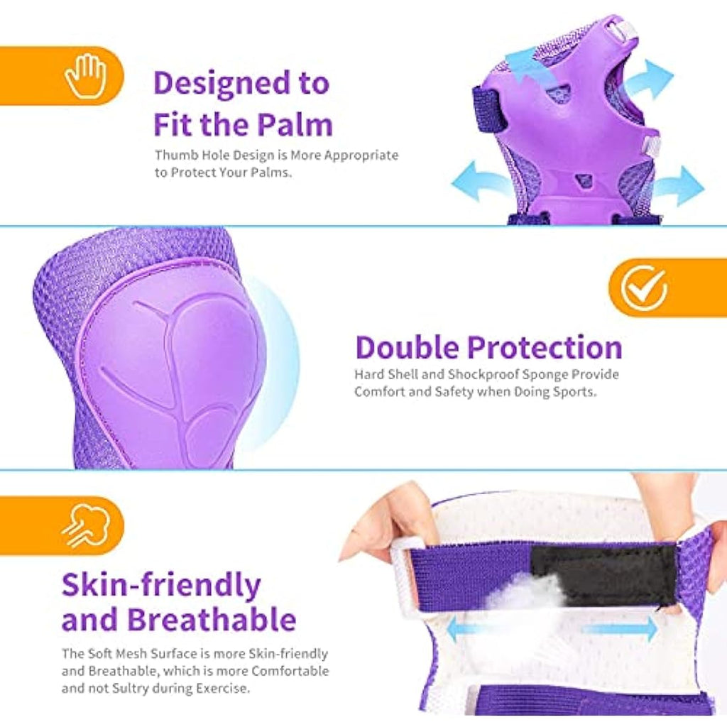 RUNDONG Kids Protective Gear Set – 3-in-1 Knee Elbow Pads & Wrist Guards