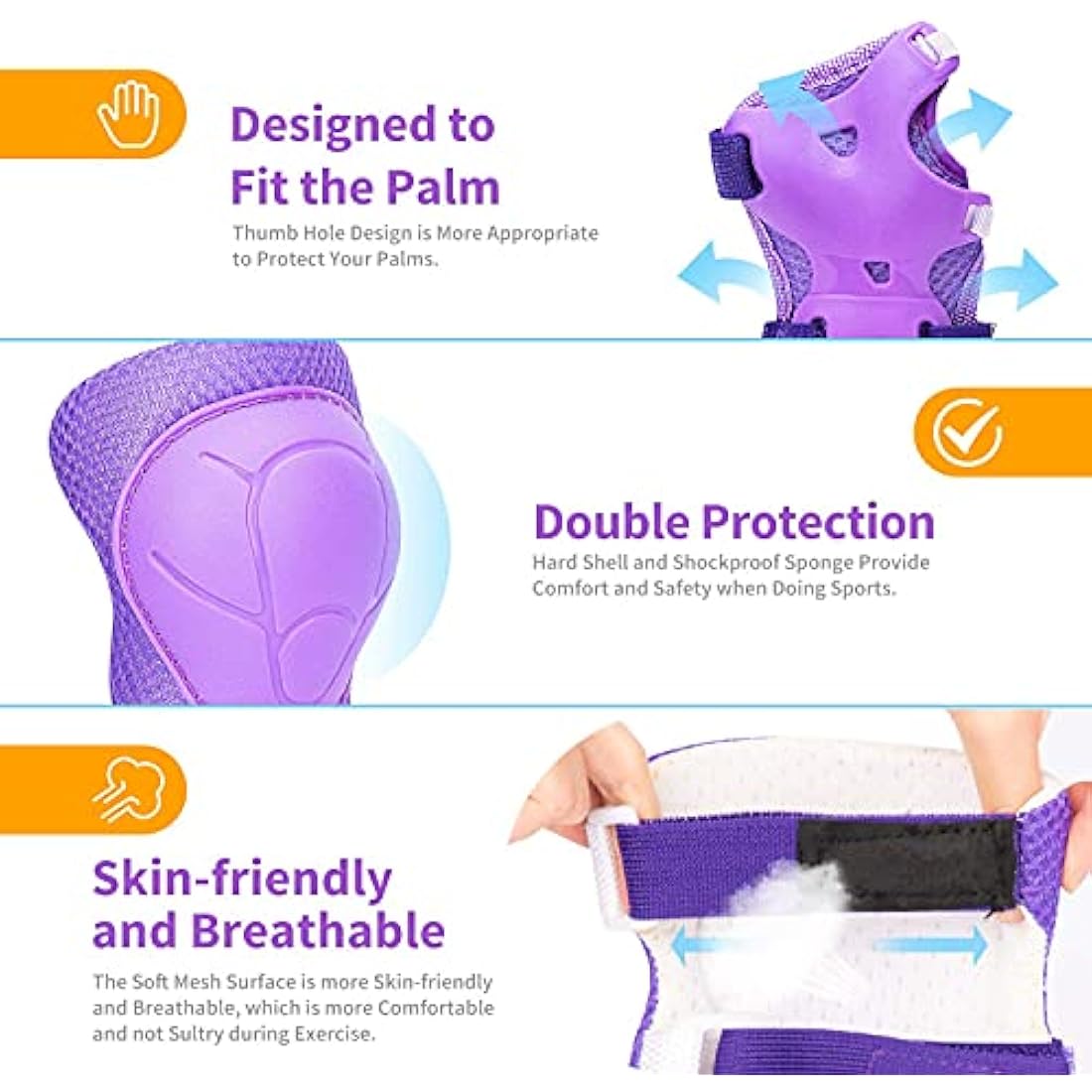 RUNDONG Kids Protective Gear Set – 3-in-1 Knee Elbow Pads & Wrist Guards