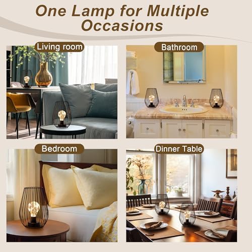 TRIROCKS Metal Cordless Table Lamp - Set of 2 Battery Operated Lanterns