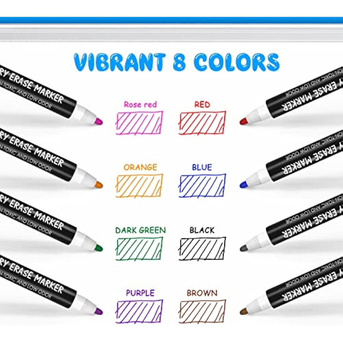 Maxtek Magnetic Whiteboard Markers – 12 Assorted Colors Fine Tip Pens