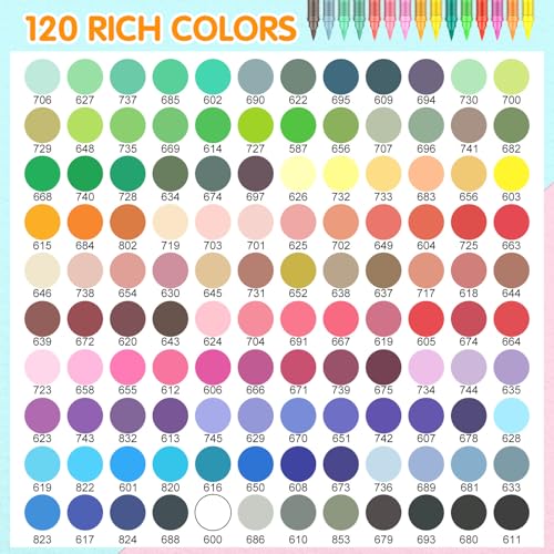 Efimeso 120 Colors Acrylic Paint Pens – Water-Based Brush Markers