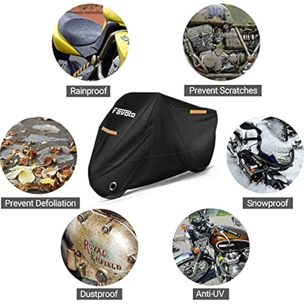Favoto Waterproof Motorcycle Cover – XXL Oxford Fabric Outdoor Storage