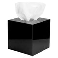 QWORK Modern Acrylic Tissue Box Cover – Black Square Facial Tissue Holder