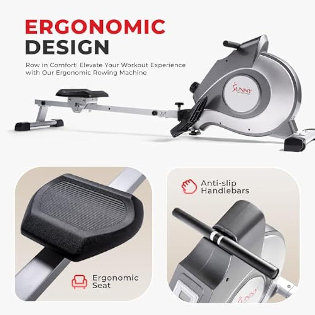 Sunny Health & Fitness Magnetic Rowing Machine – Foldable Home Rower