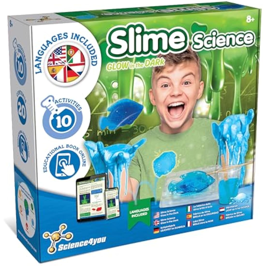 Science4you Glow in The Dark Slime Kit - 10 STEAM Science Experiments
