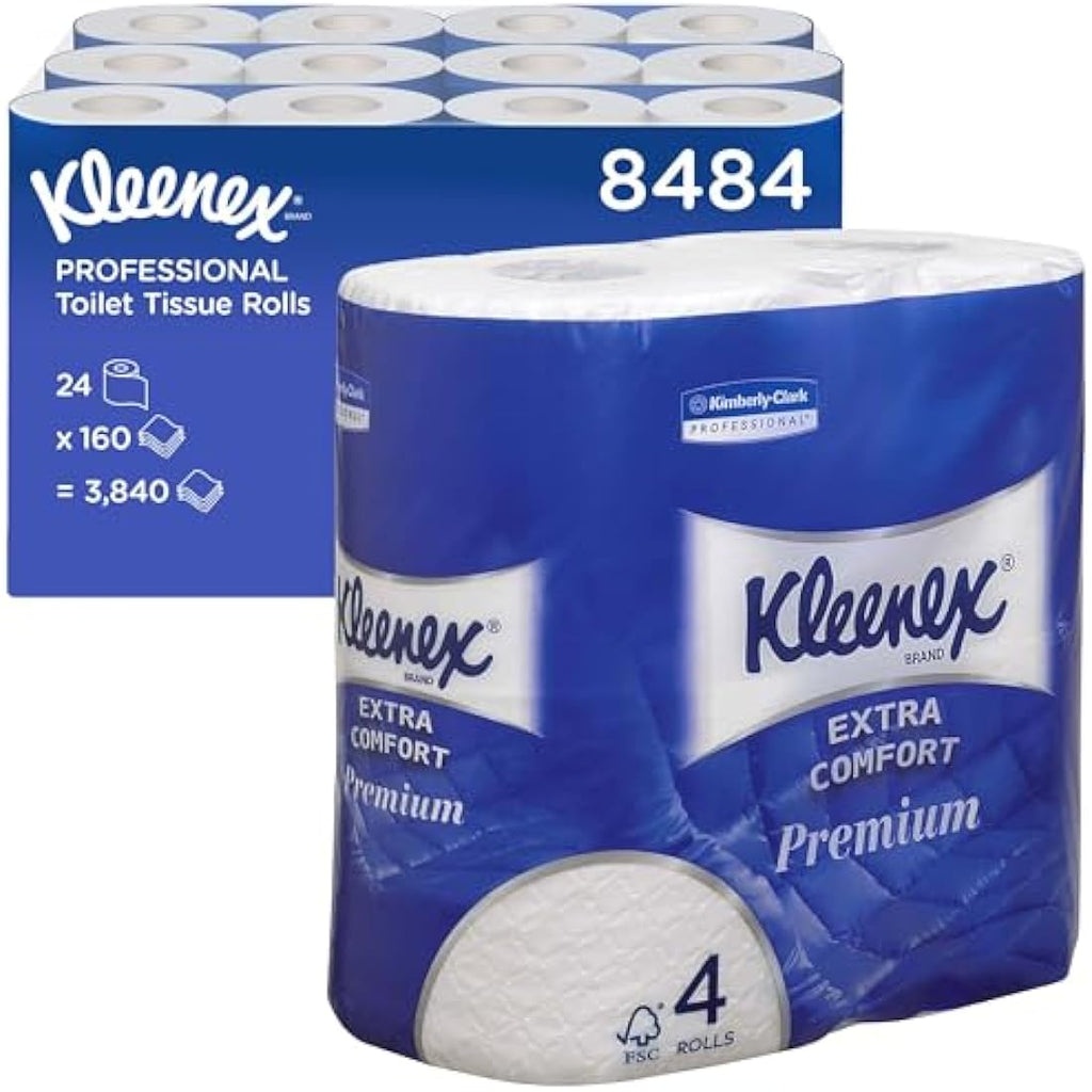 Kleenex 8484 4-Ply Premium Quilted Toilet Paper - 24 Rolls x 160 Sheets