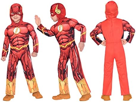 Amscan Kids The Flash Costume - Padded Jumpsuit with Mask | DC Hero