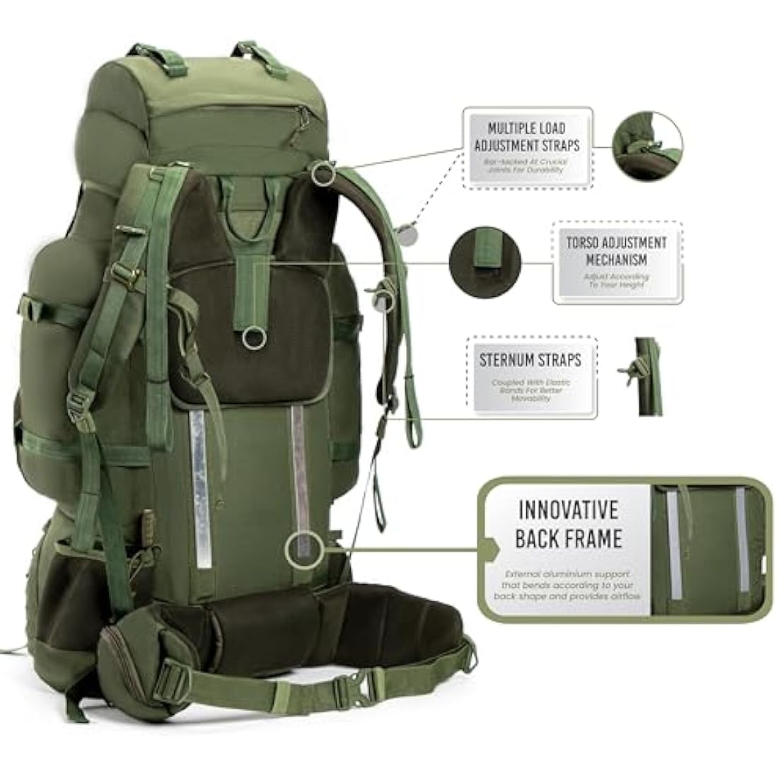 Tripole Colonel Pro 105L Metal Frame Rucksack with Detachable Bag
