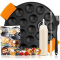 IRONO Cast Iron Poffertjes Pan – 19 Hole Mini Pancake Maker Set