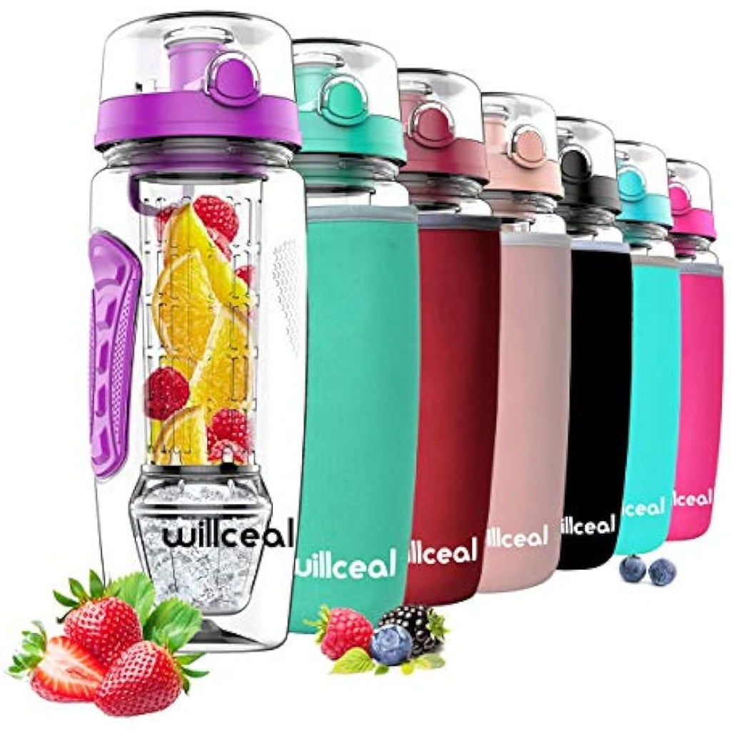 Fruit Infuser Water Bottle – 32oz BPA Free Tritan, Purple