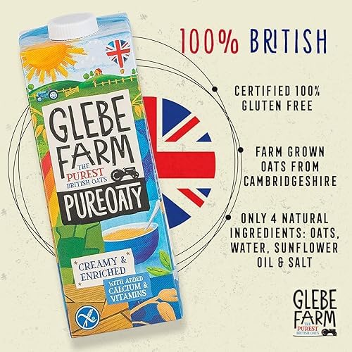 Glebe Farm PureOaty Barista Oat Milk – Gluten Free & Enriched, 6 x 1L