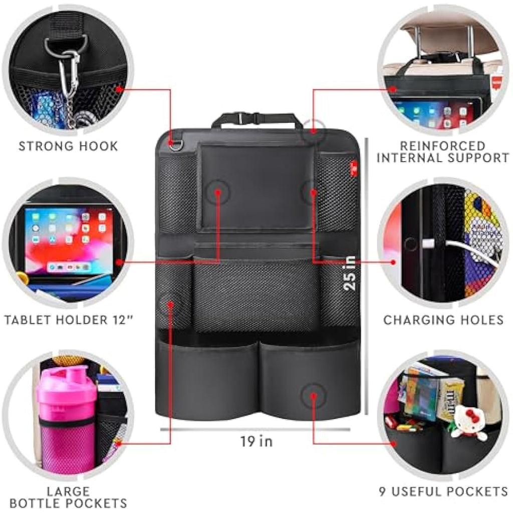 Helteko Car Seat Organiser – Kick Mats with Tablet Holder, 2 Pcs