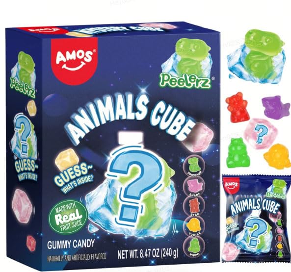 AMOS Peelerz Peelable Gummy Sweets – 4 Fruit Flavours Mystery Cube 240g