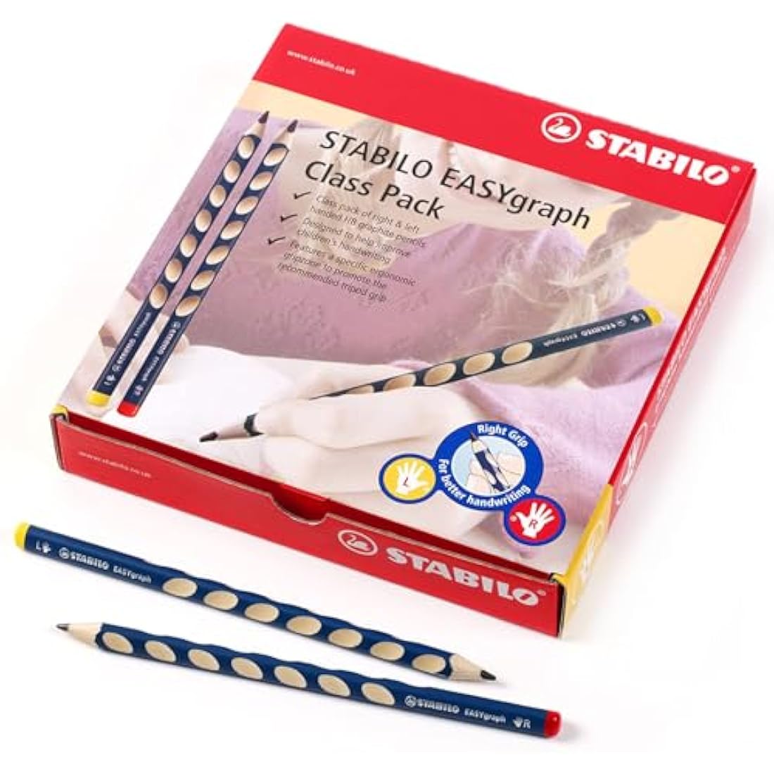 STABILO EASYgraph Ergonomic Graphite Pencil Classpack of 48 | HB Petrol