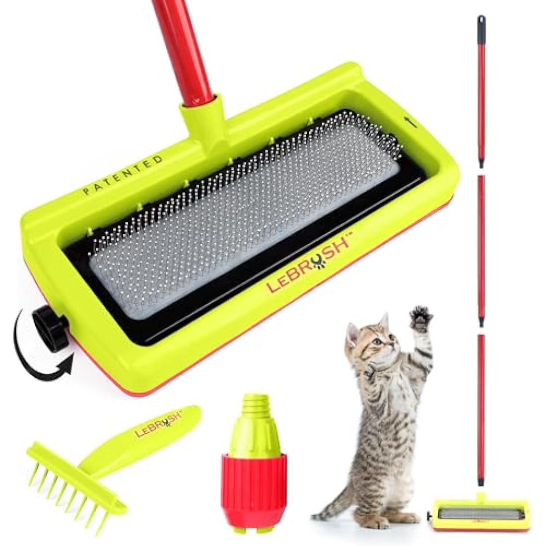 LeBRUSH 2.0 Pet Hair Remover Broom – Carpet Rake with Extendable Handle