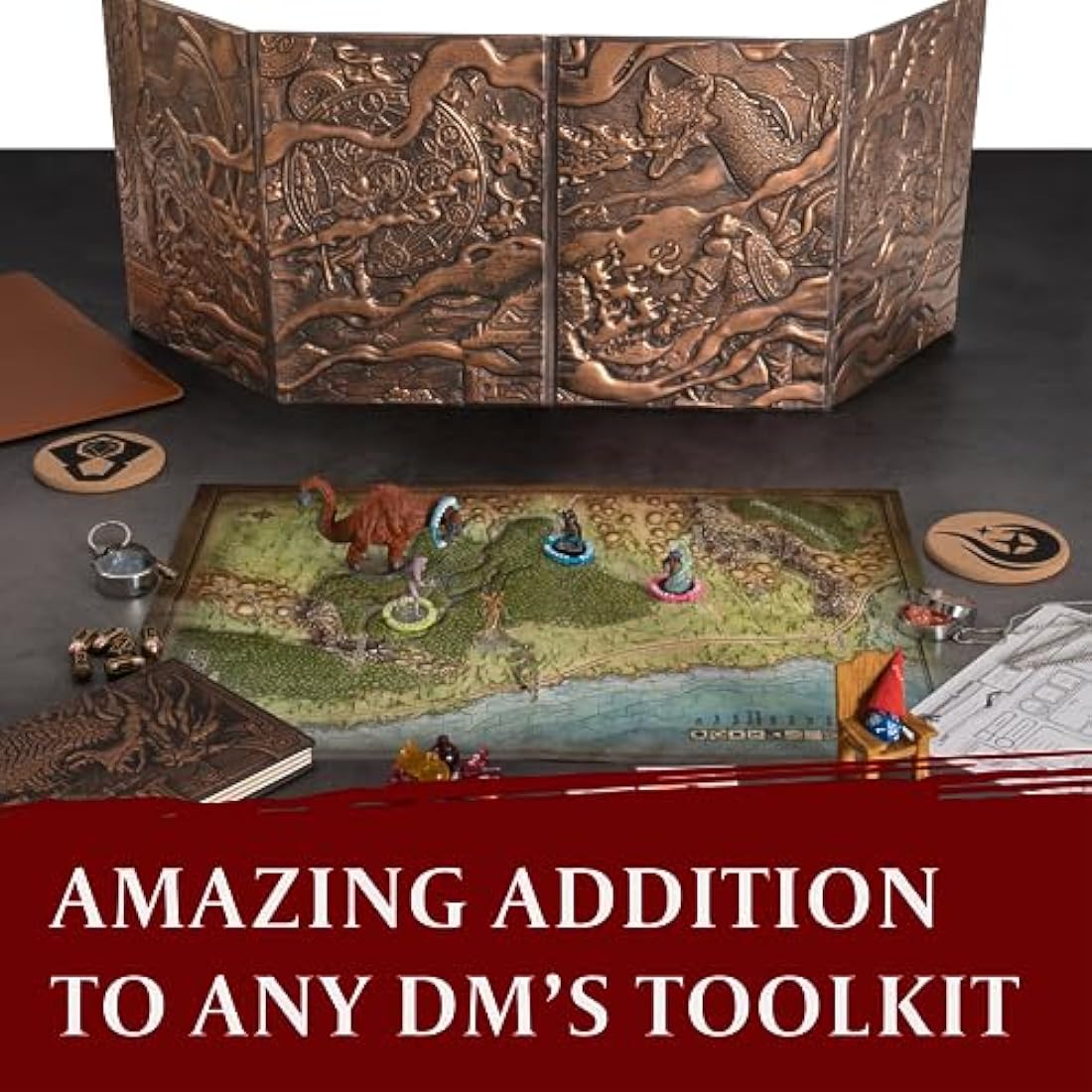 Jolof Store D&D DM Screen – 3D Faux Leather with Customizable Inserts