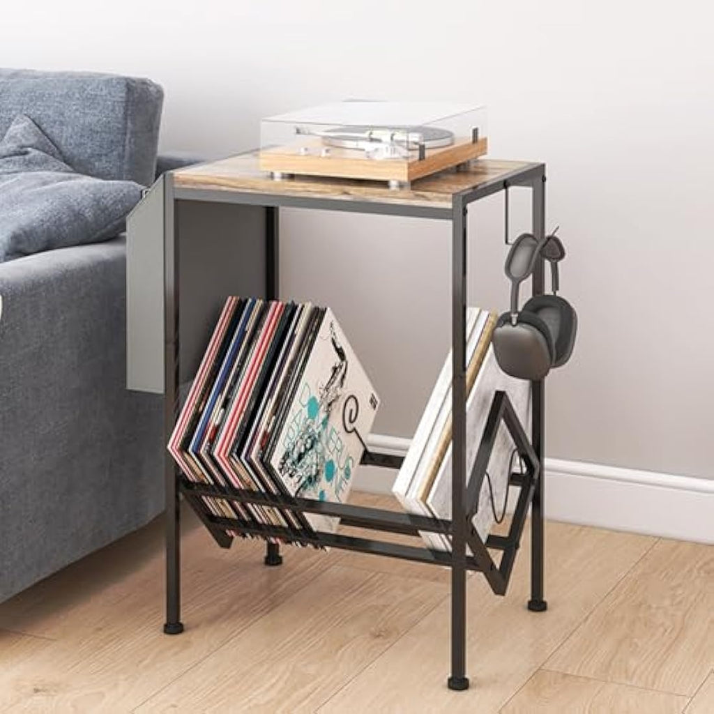 Vinyl Record Player Stand - 2-Tier Industrial Storage Cabinet