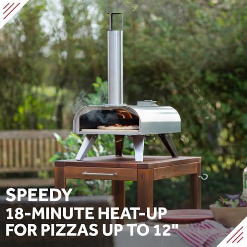 George Foreman 12 Inch Wood Fired Pizza Oven | Portable Stainless Steel